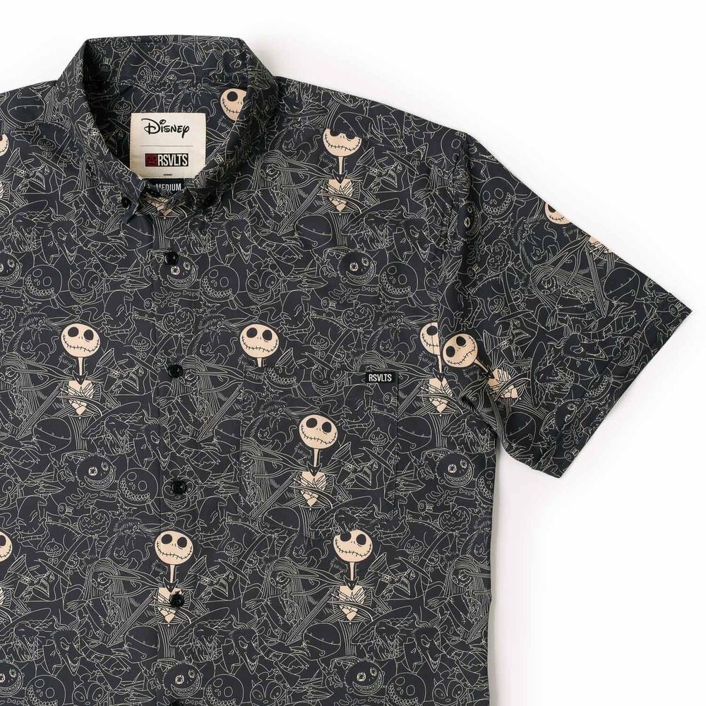 RSVLTS Disney Nightmare Before Christmas Halloween Bone Daddy Button Down Shirt